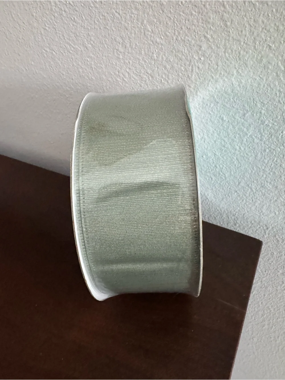 Decorative Ribbon in Sage Green with metallic gold threads Wired Edge 50 yds NWT
